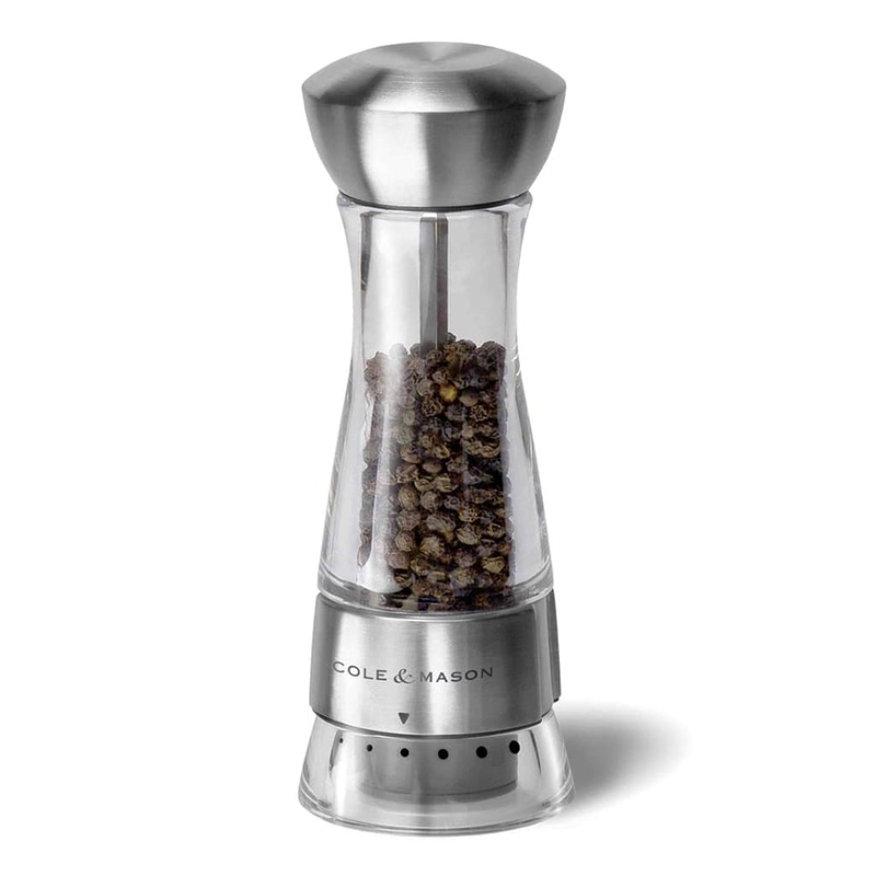Cole & Mason Gourmet Windermere Stainless Steel & Acrylic Pepper Mill 16.5cm