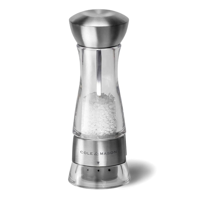 Cole & Mason Gourmet Windermere Stainless Steel & Acrylic Salt Mill 16.5cm