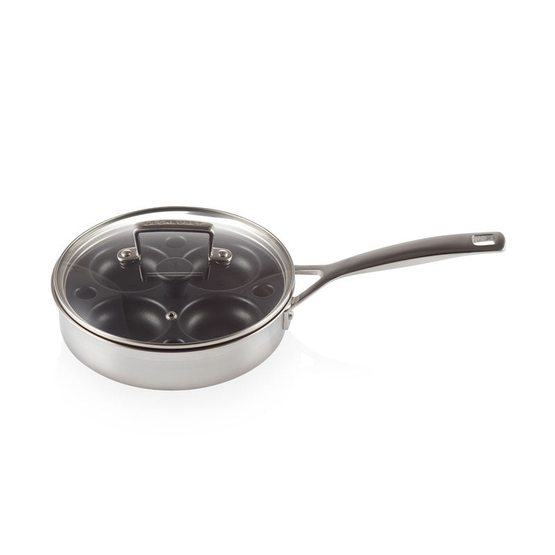 Le Creuset 3-ply Stainless Steel Saut Pan with Poaching Insert 20cm