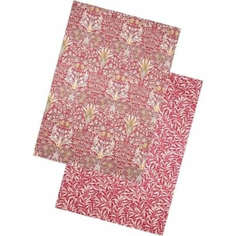 Dexam Morris & Co Snakeshead Set of 2 Tea Towels, Claret