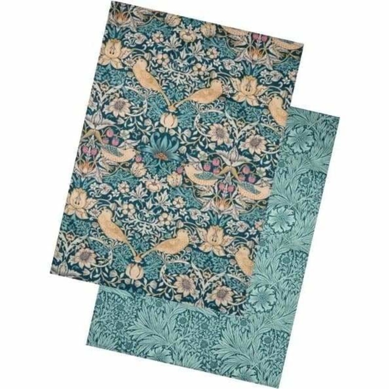 Dexam Morris & Co Strawberry Thief Set of 2 Tea Towels Teal