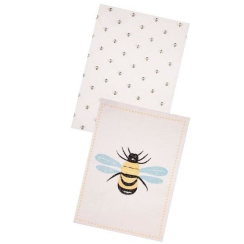 Bees Knees Tea Towels Set Of 2 Yellow