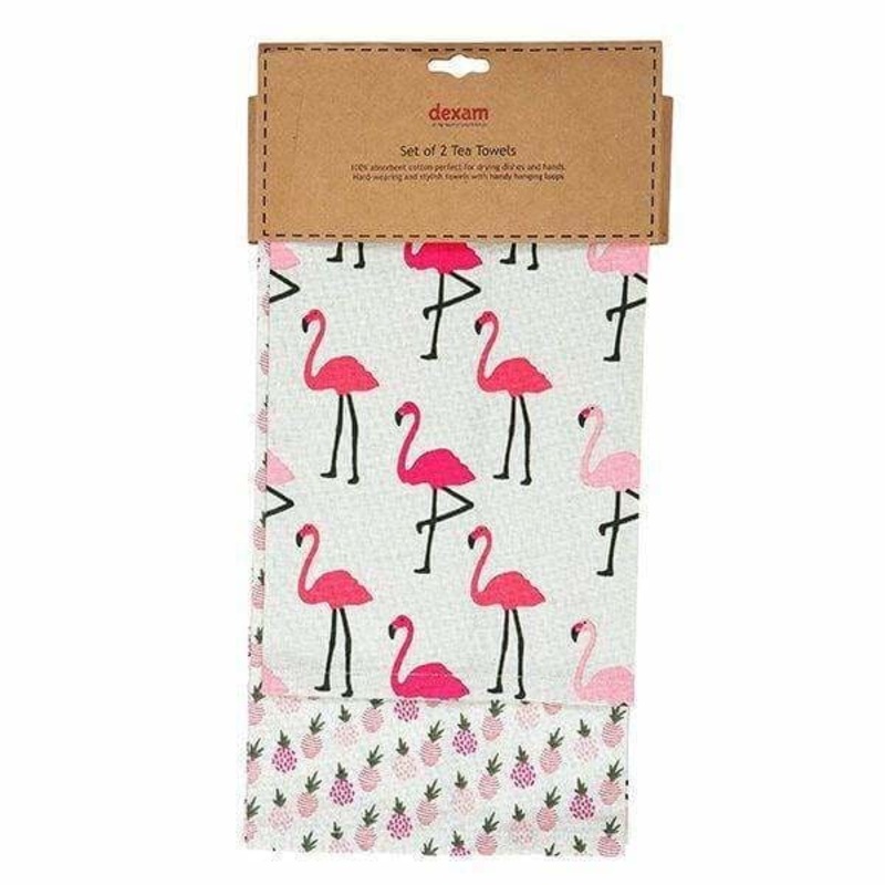 Dexam Flamingo Tea Towel Pink