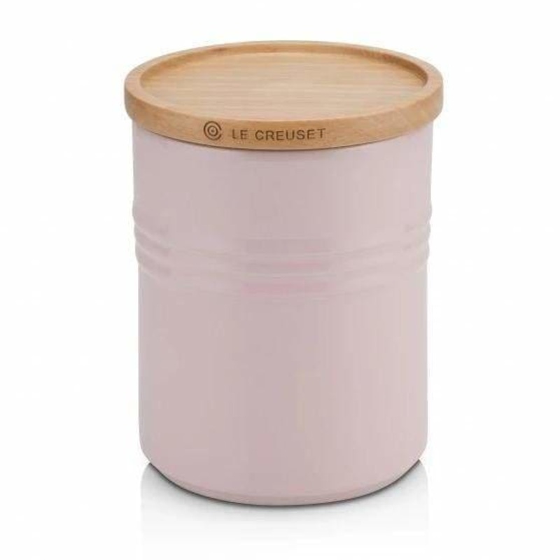 Le Creuset Stoneware Medium Storage Jar with Wooden Lid Chiffon Pink