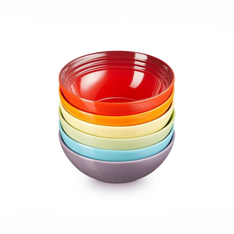 Le Creuset Stoneware Rainbow Set of 6 Cereal Bowls