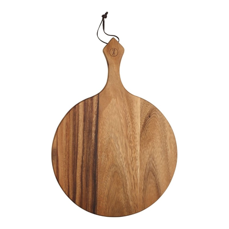 T&G Baroque Handled Board Round Acacia 30cm
