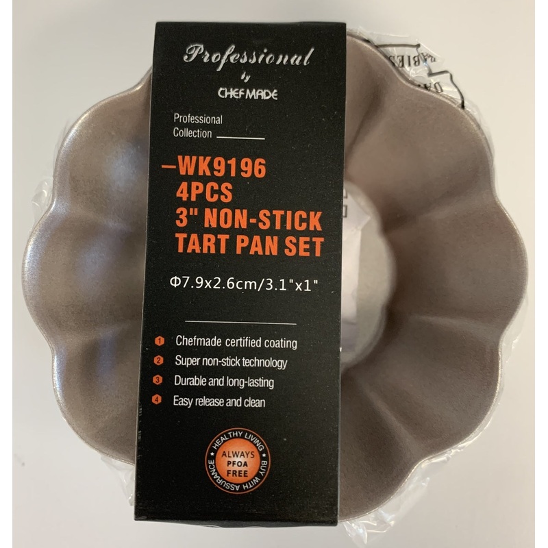 Chef Made 4 PCS 3" Non-Stick Tart Pan Set | WK-9196