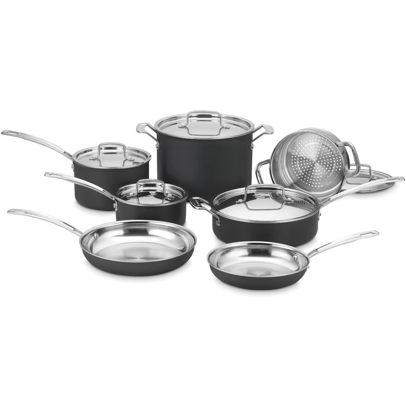 Cuisinart Multi-Clad Unlimited 12-piece Cookware Set | MCU-12N| outside anodized, inside s/s