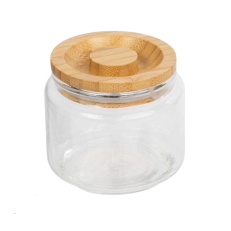 Luciano Glass Jar w/ Wooden Lid, 3.25" dia. x 3"H | 80048