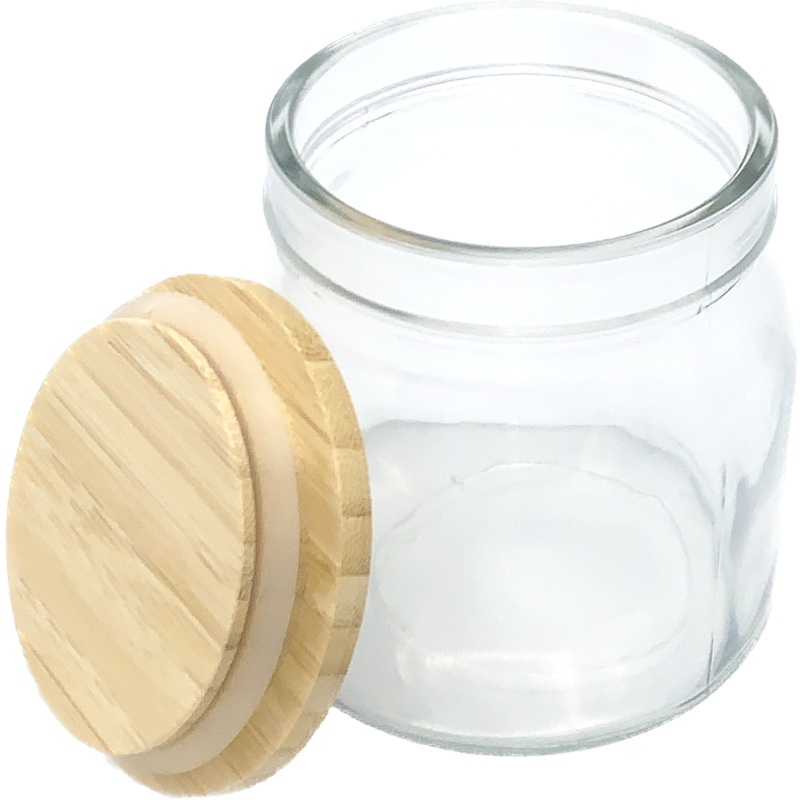 Luciano Glass Jar with Wooden Lid, 4" dia. x 4.25"H | 80049