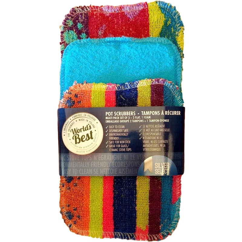 World's Best 2 Flat + 1 Foam Pot Scrubber (Assorted Colours / Designs) | ITEM V-M