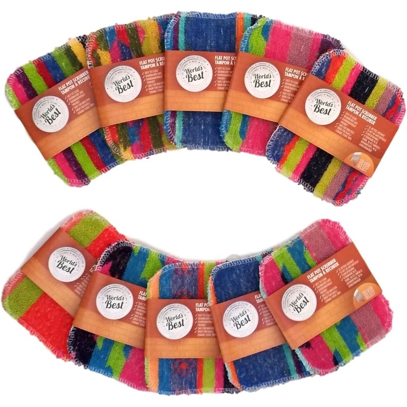 World's Best Flat Pot Scrubbers 3-Pack (Assorted Design) | ITEM V-3