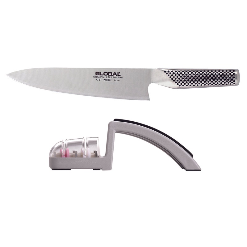 Global Kitchen Knife and Sharpener |71G2220GB| 2 Piece Set