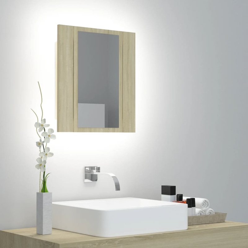 Armoire  miroir LED de bain Chne sonoma 40x12x45 cm Acrylique
