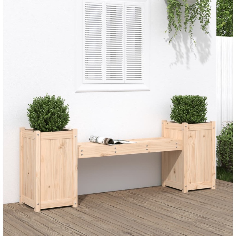 Banc avec jardinires 180x36x63 cm bois massif de pin