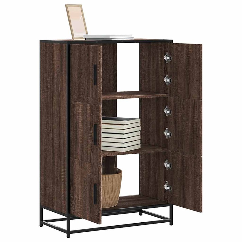 Buffet haut chne marron 68x35x106,5 cm bois ingnierie mtal