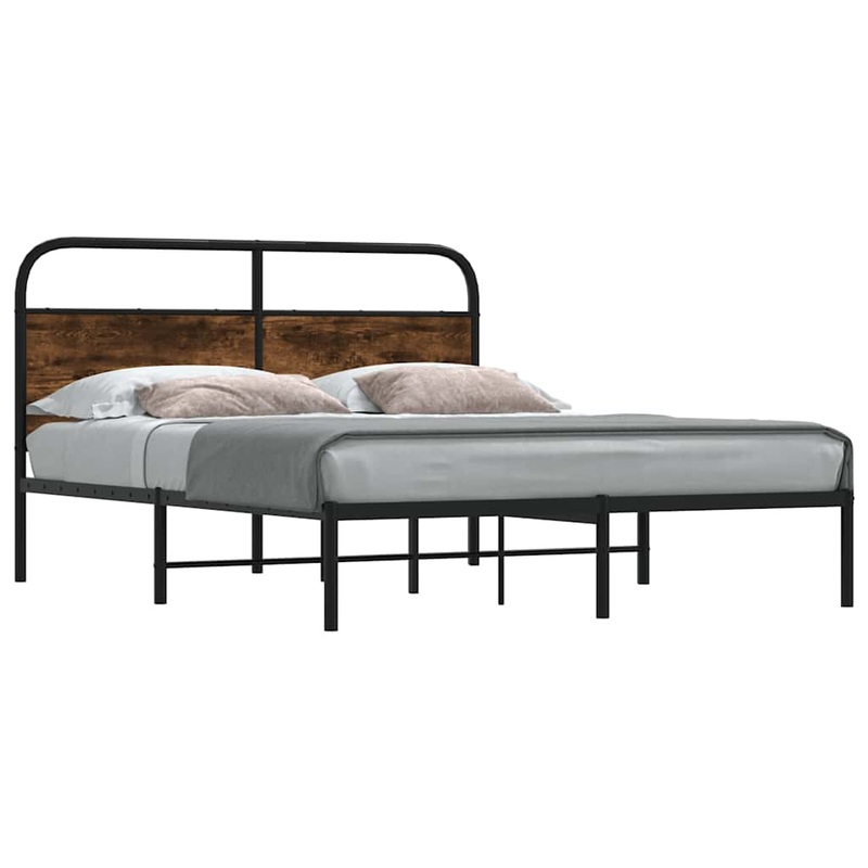 Cadre de lit sans matelas 140x200 cm chne fum bois ingnierie