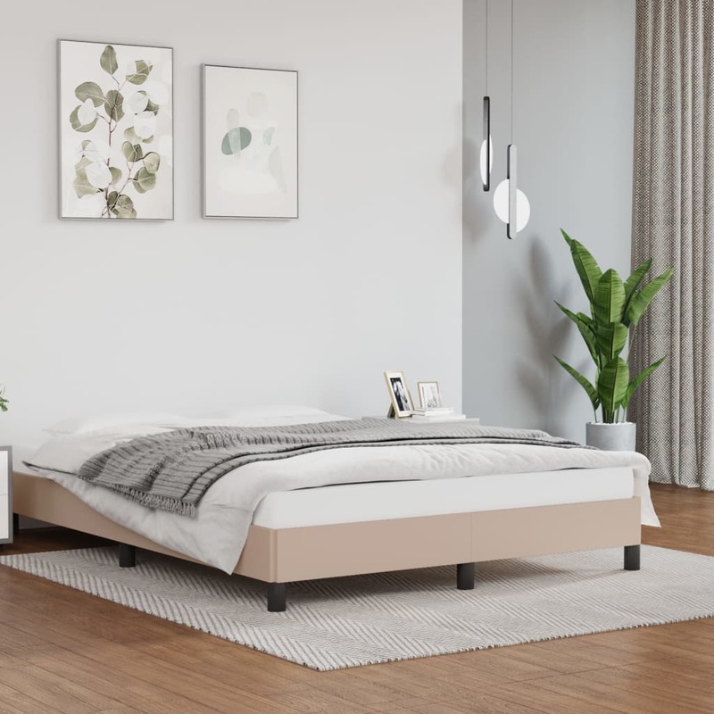 Cadre de lit sans matelas cappuccino 140x190 cm similicuir