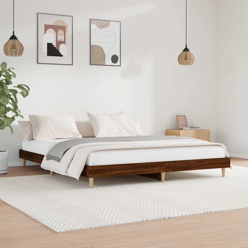 Cadre de lit sans matelas chne marron 120x200 cm