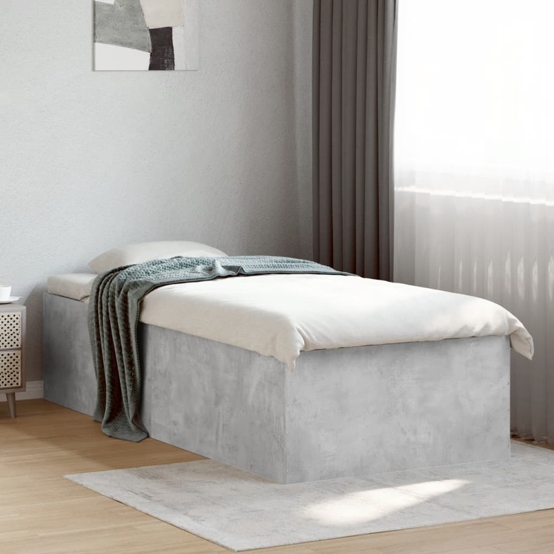 Cadre de lit sans matelas gris bton 75x190 cm