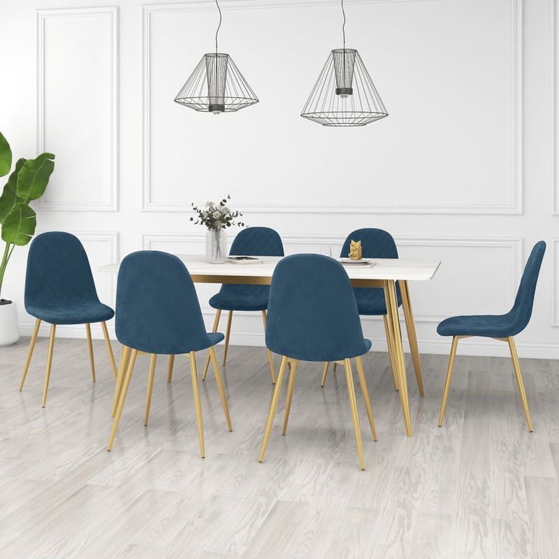 Chaises  manger lot de 6 bleu velours