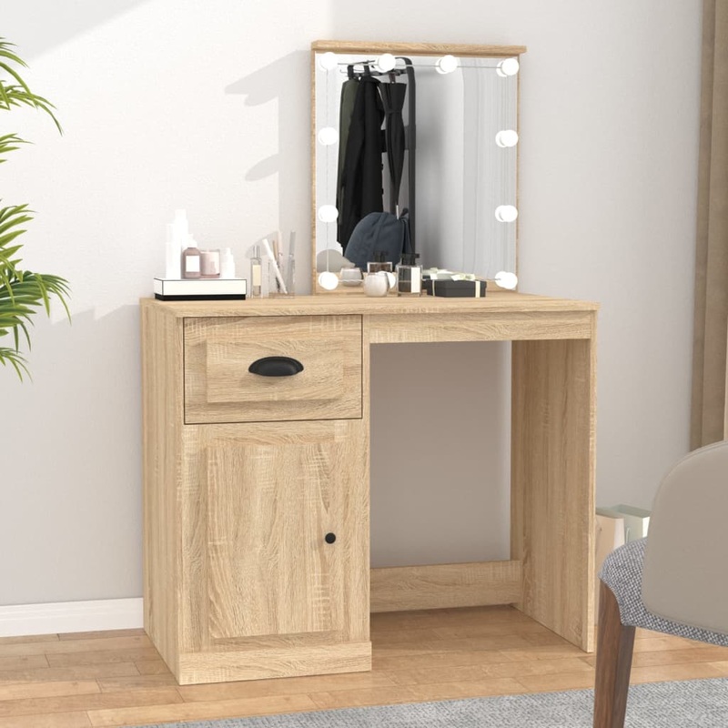 Coiffeuse avec LED chne sonoma 90x50x132,5cm bois d'ingnierie