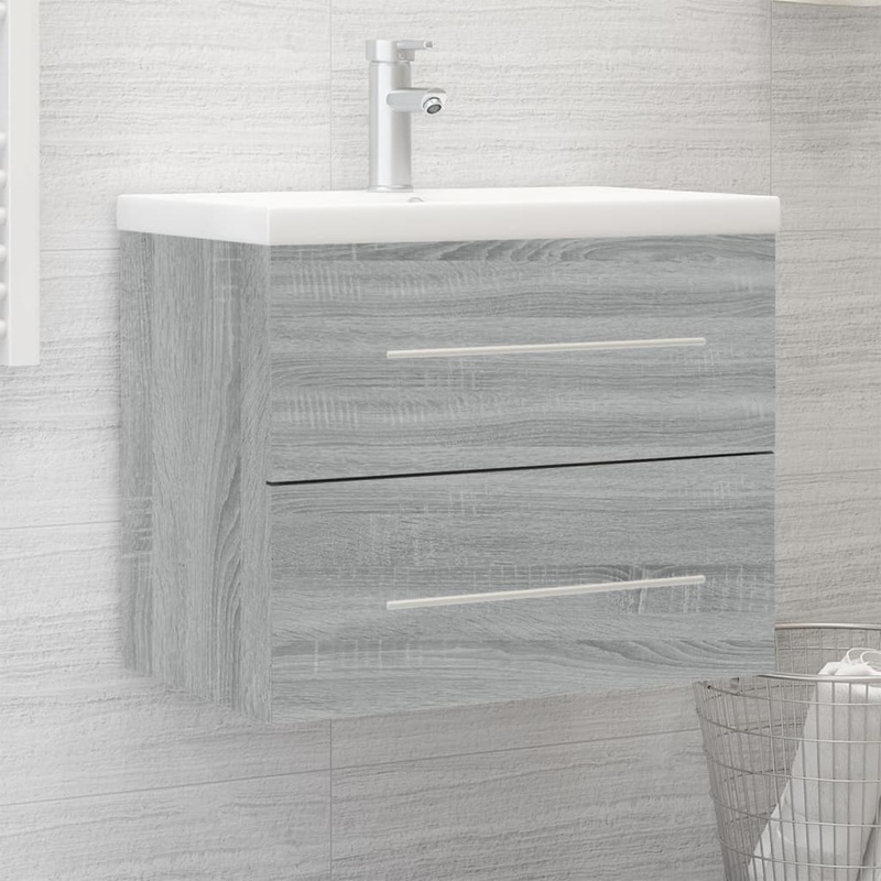 Meuble lavabo avec bassin intgr Sonoma gris Bois d'ingnierie
