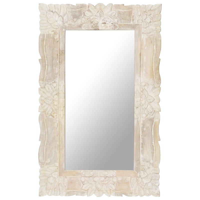 Miroir Blanc 80x50 cm Bois de manguier massif
