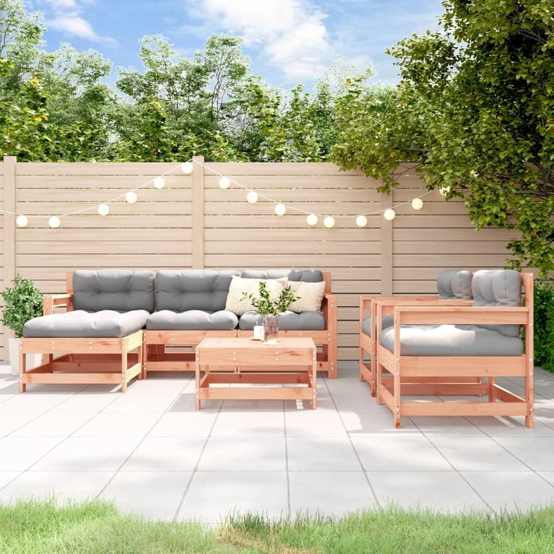 Salon de jardin 7 pcs avec coussins bois massif douglas