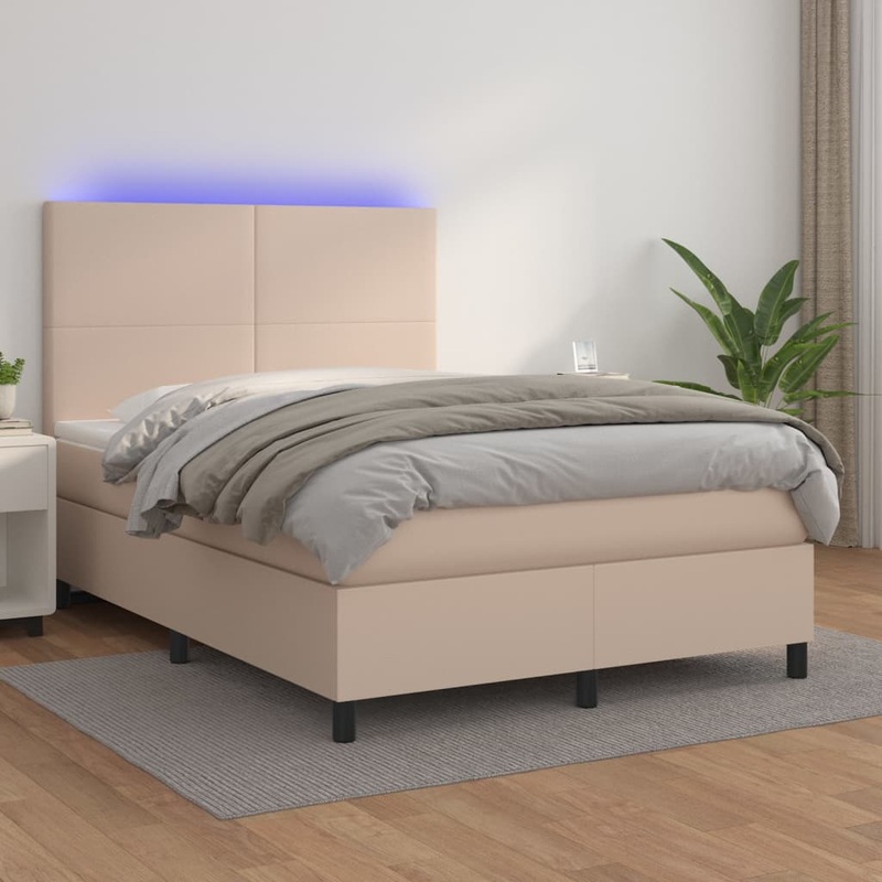 Sommier  lattes de lit avec matelas LED Cappuccino 140x190 cm