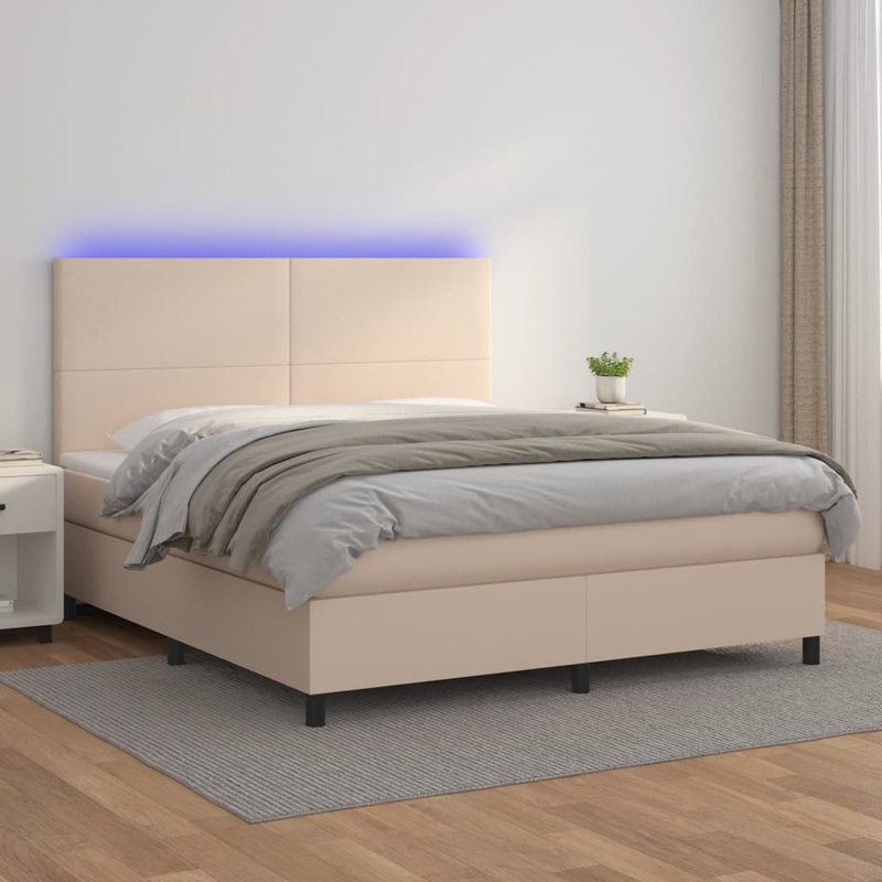 Sommier  lattes de lit avec matelas LED Cappuccino 180x200 cm