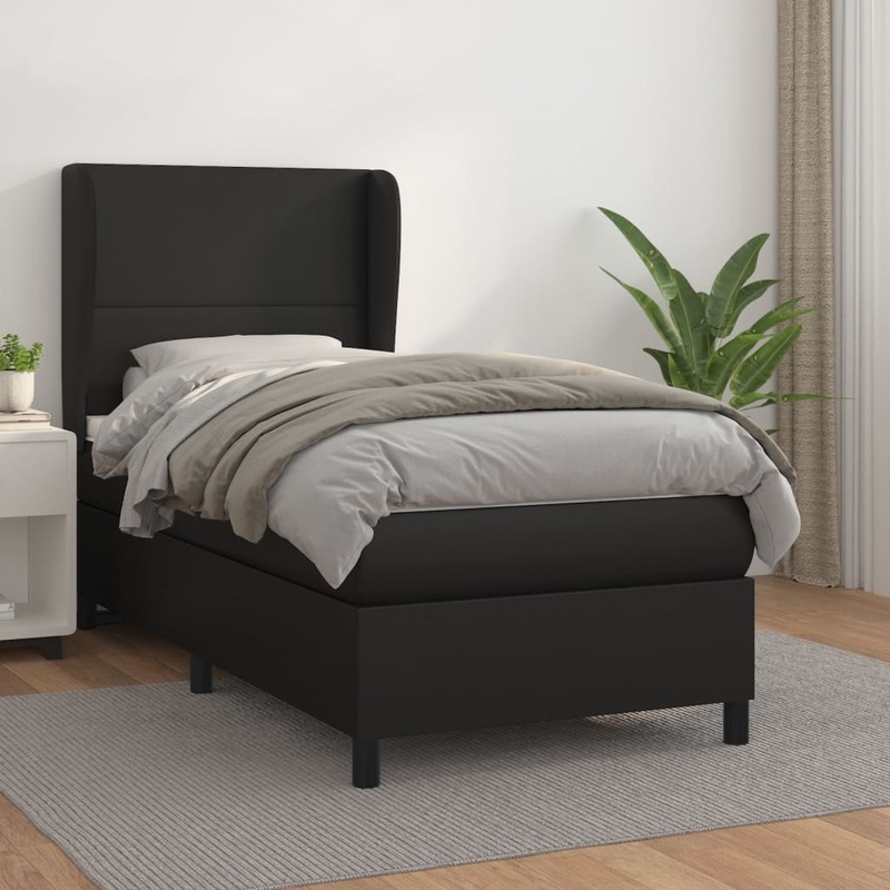 Sommier  lattes de lit avec matelas Noir 80x200cm Similicuir