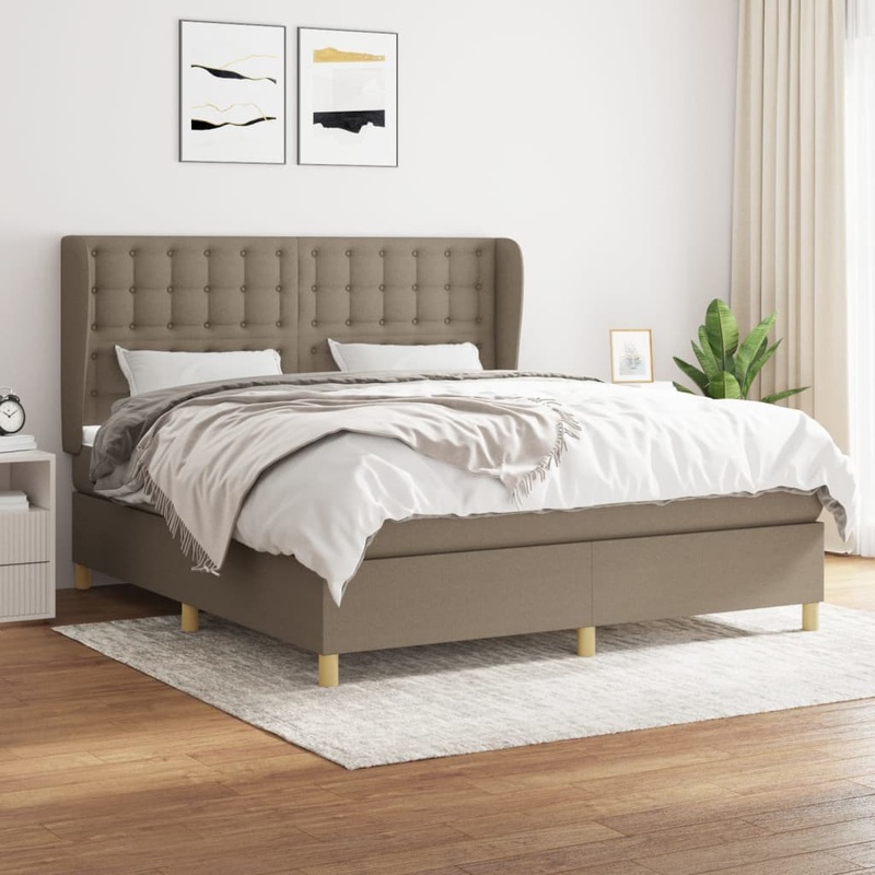 Sommier  lattes de lit avec matelas Taupe 160x200 cm Tissu