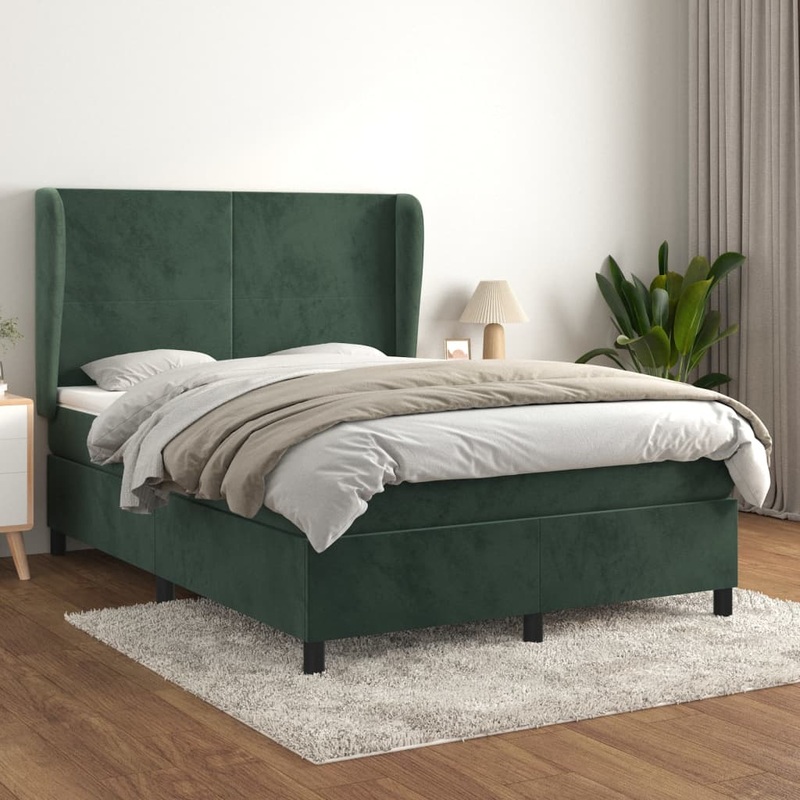 Sommier  lattes de lit et matelas Vert fonc 140x200cm Velours