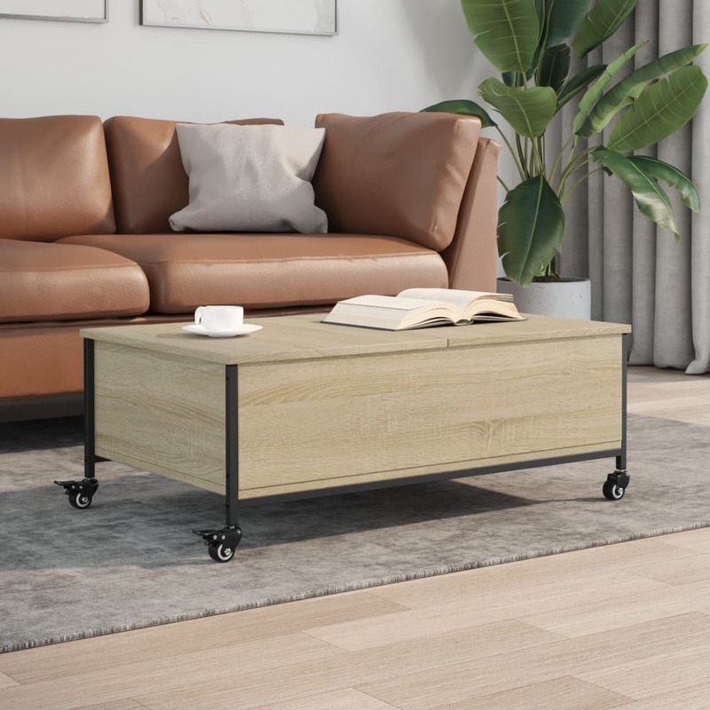 Table basse avec roulettes chne sonoma bois d'ingnierie