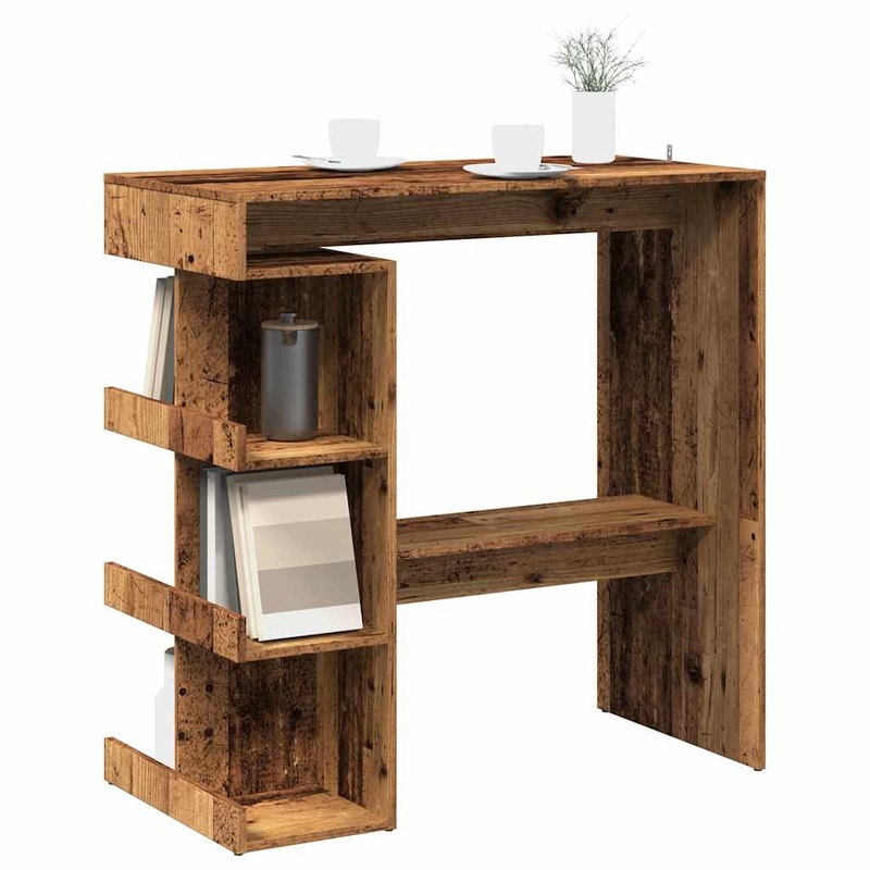 Table de bar tagre de rangement vieux bois 100 x 48 x 101,5cm