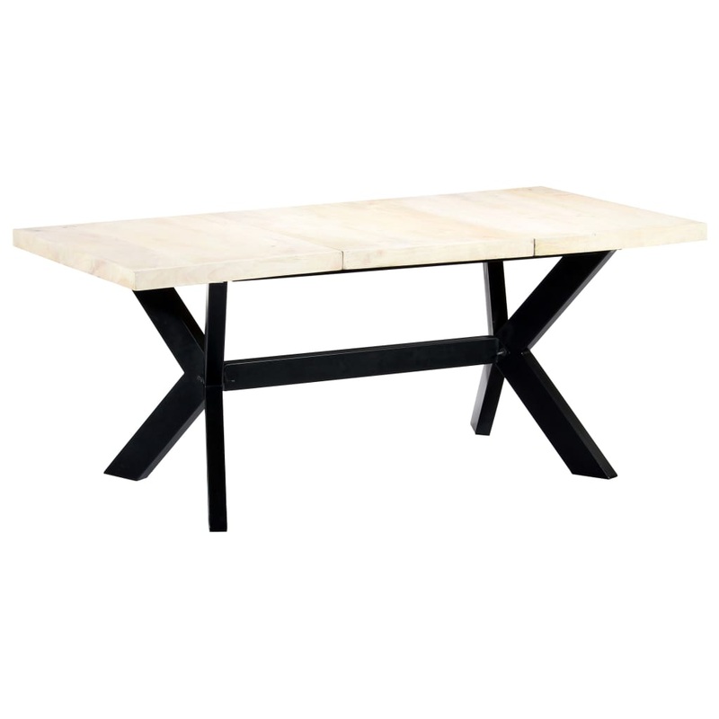 Table  dner Blanc 180x90x75 cm Bois de manguier massif