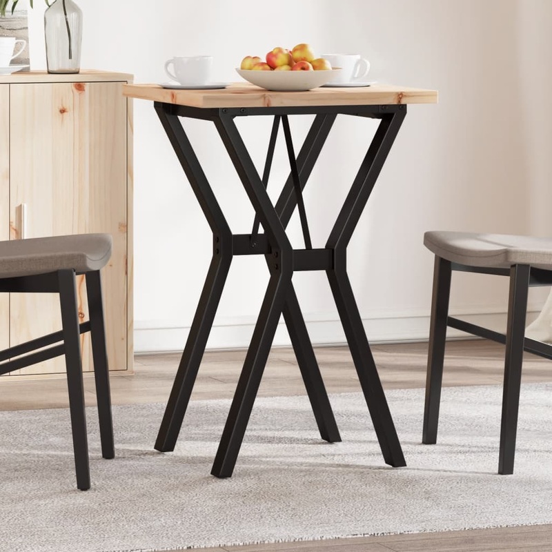 Table  manger cadre en Y 50x50x75,5cm bois de pin massif acier