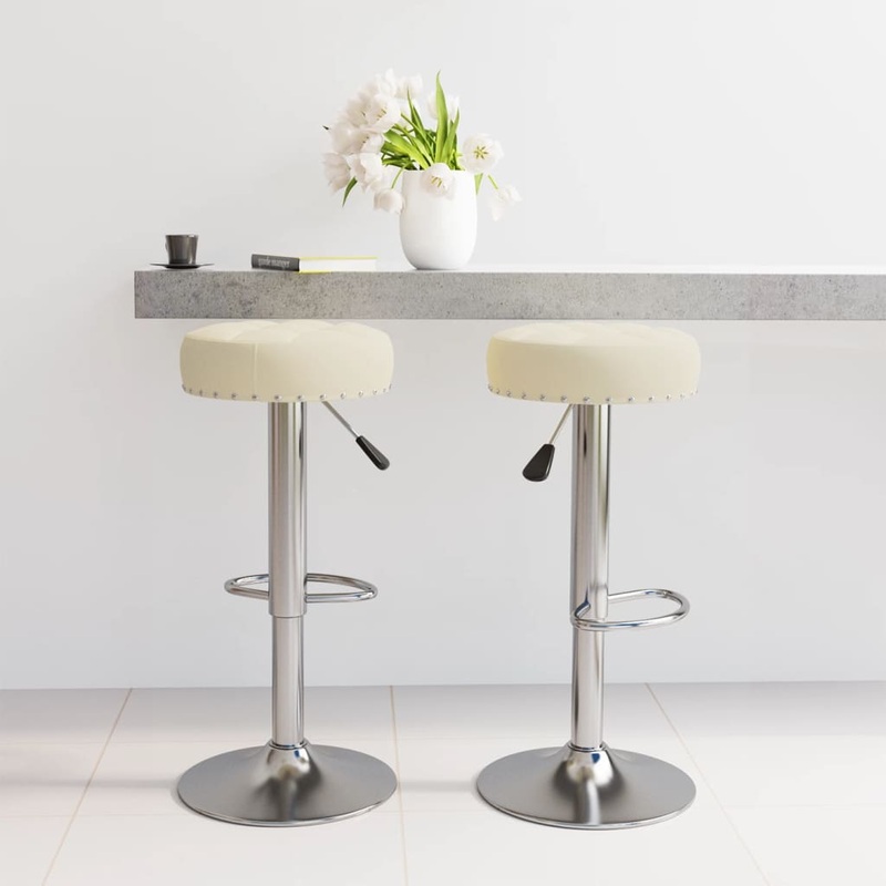 Tabourets de bar lot de 2 crme tissu