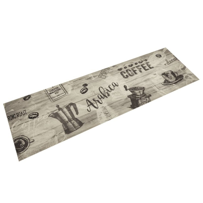 Tapis de cuisine lavable imprim caf gris 45x150 cm velours